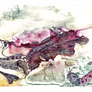 Raluca Neferu - Păunul - Mixed Media Pe Hârtie