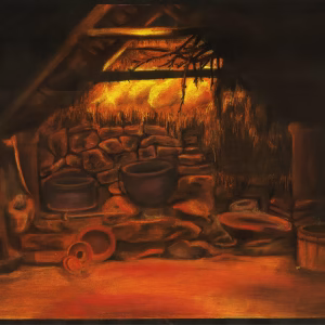 Raluca Neferu - Vatră - Pastel cretat pe hârtie